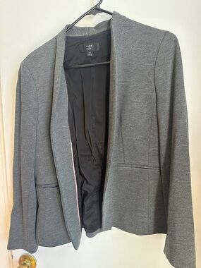 J. Crew Gray Open-Front Blazer with Black Lining